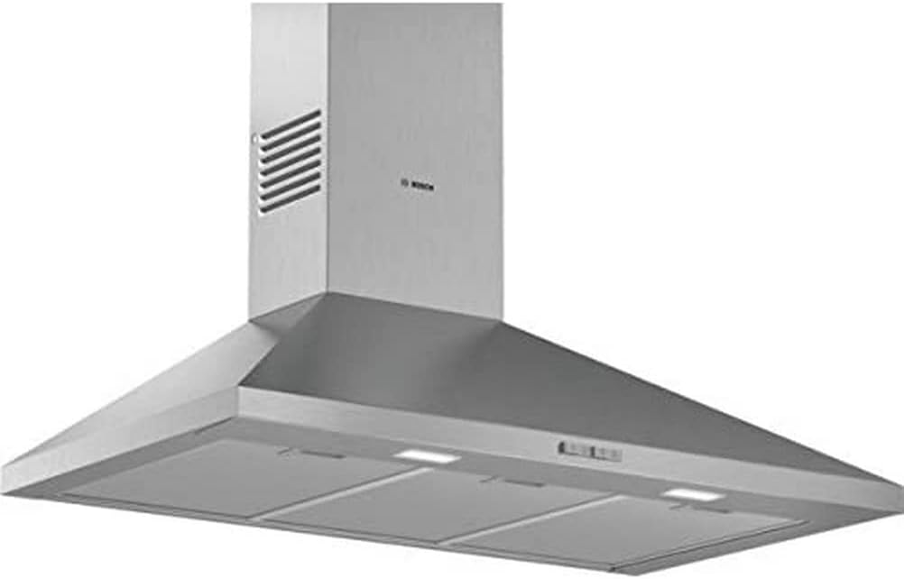 Bosch DWP96BC50 Serie 2 Wandesse, 90 cm breit, Um- & Abluft, Made in Germany, LED-Beleuchtung gleichmäßige Ausleuchtung, Drucktastenschalter, 3 Leistungsstufen, Metallfettfilter spülmaschinengeeignet
