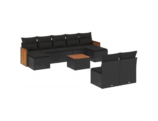 VIDAXL - Salon extérieur Salon de jardin 10 pcs avec coussins noir résine tressée