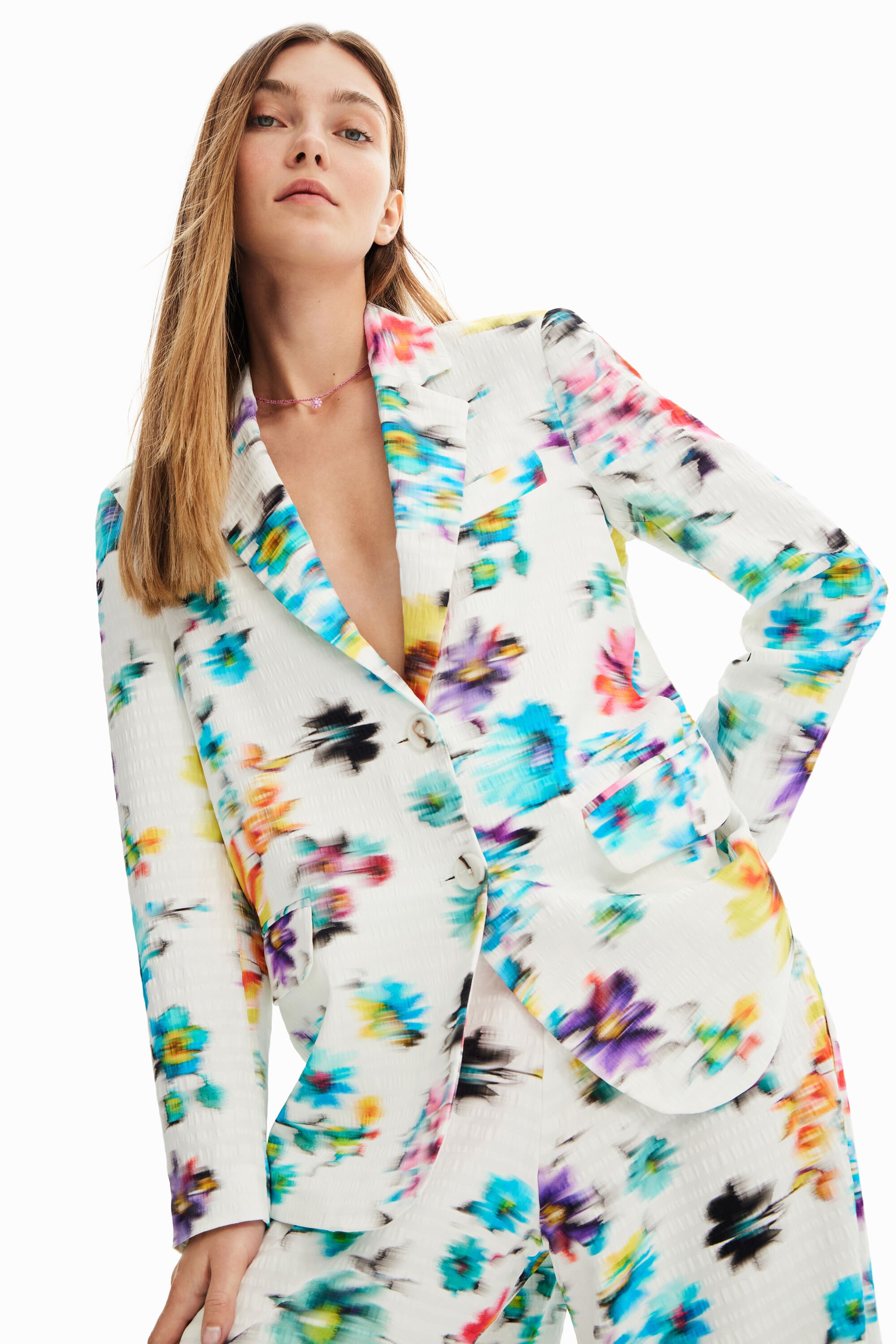 Blazer fleurs texture