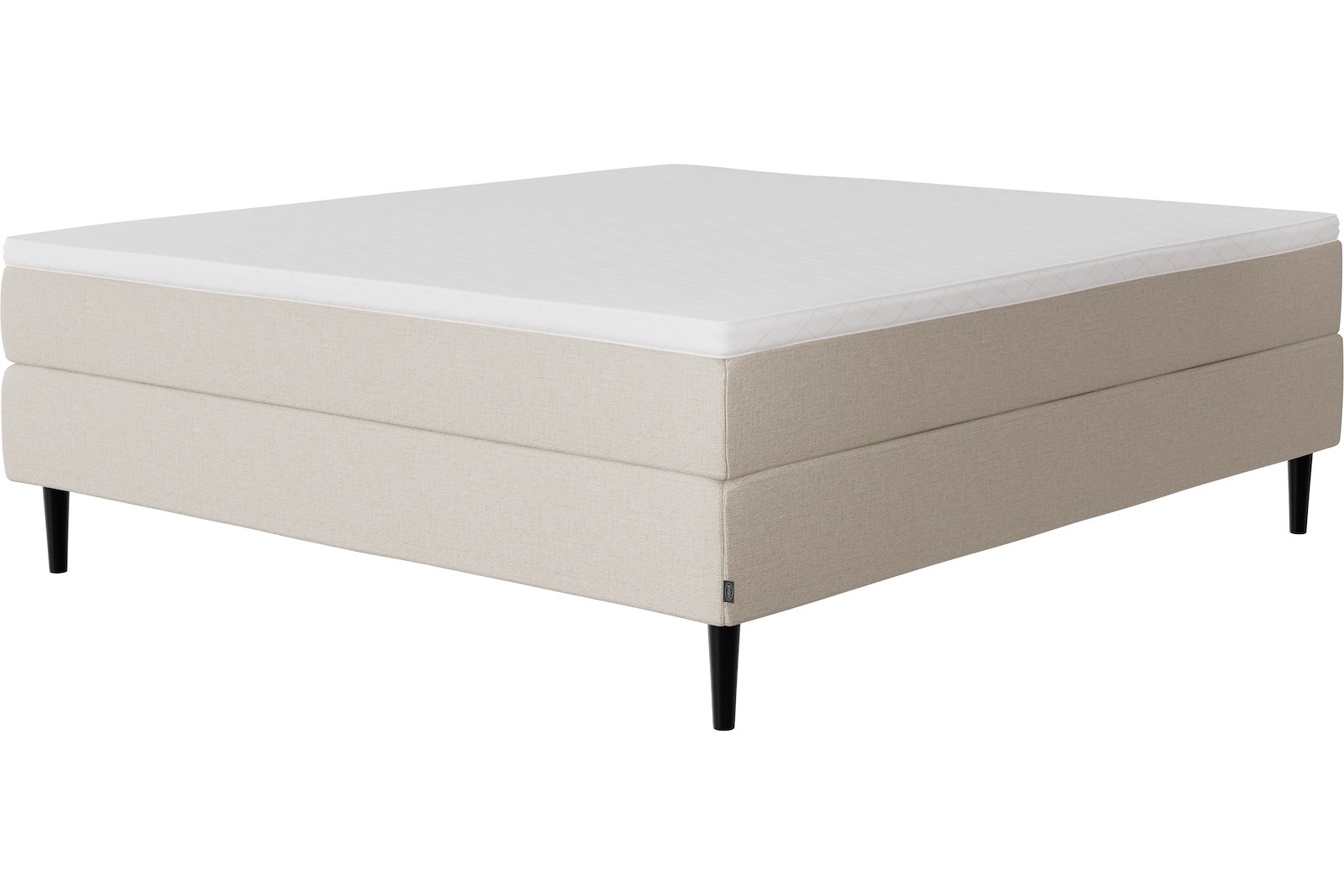 Onyx kontinentalseng Tekstil 292 Natur, ekstra fast/ekstra fast, seamless, Sleep I overmadrass og Conic 18 cm sorte ben + støtteben