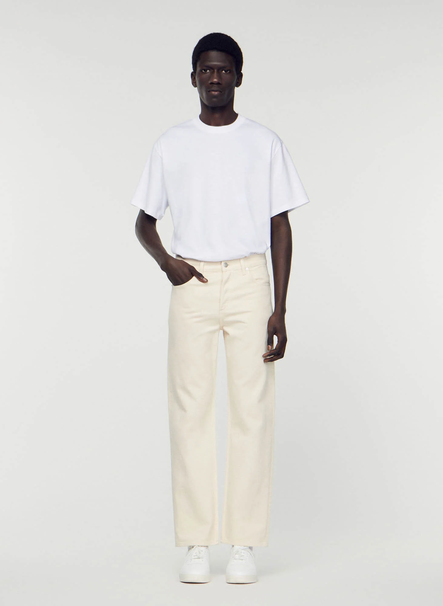 Jean droit en coton| Blanc
