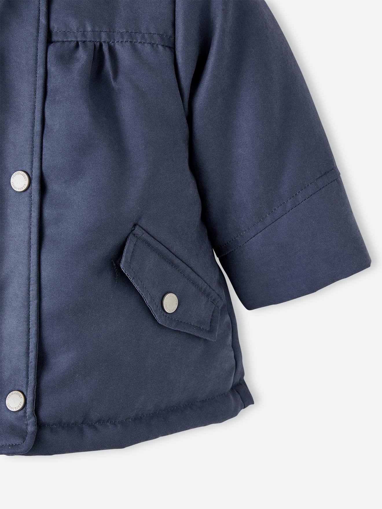 Parka 3 em 1 para bebê menina, azul escuro liso