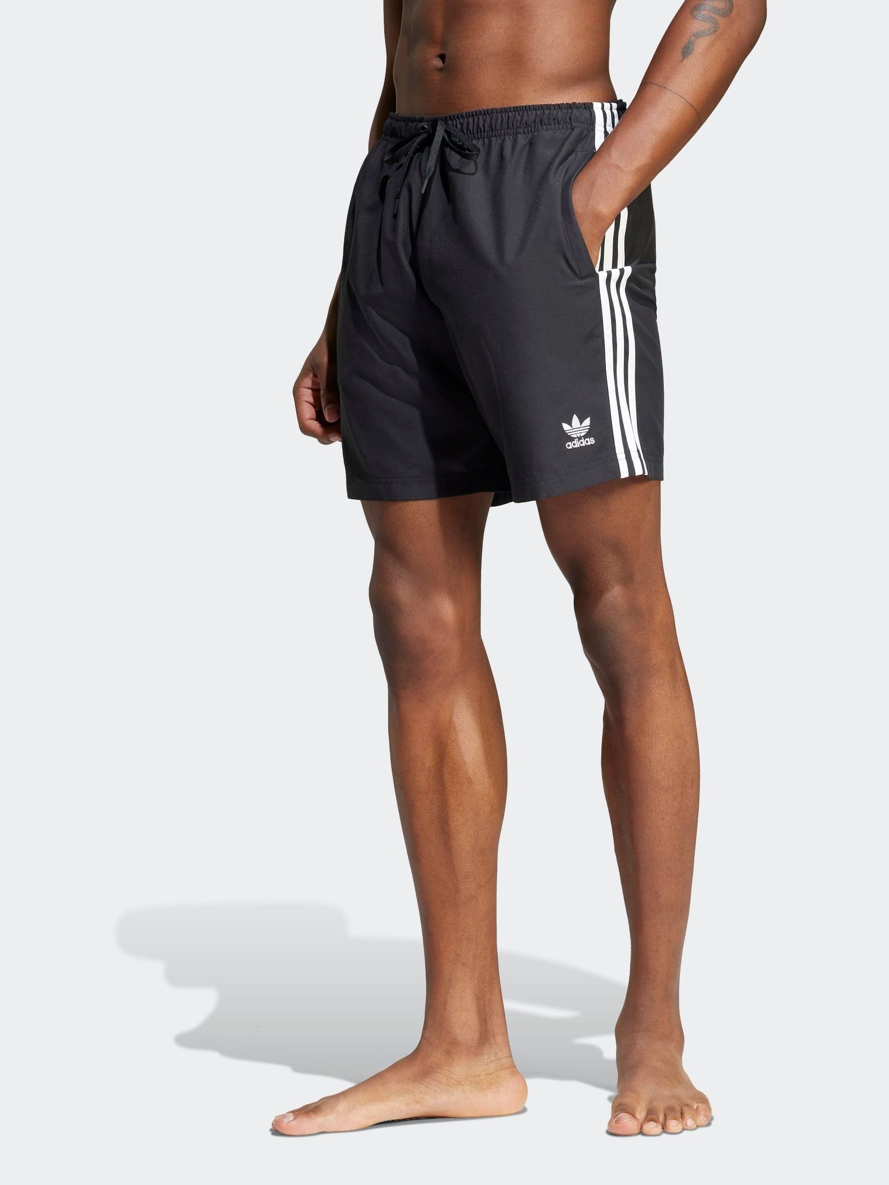 Zwart - adidas Adicolor 3-Strepen 8-Inch Zwembroek