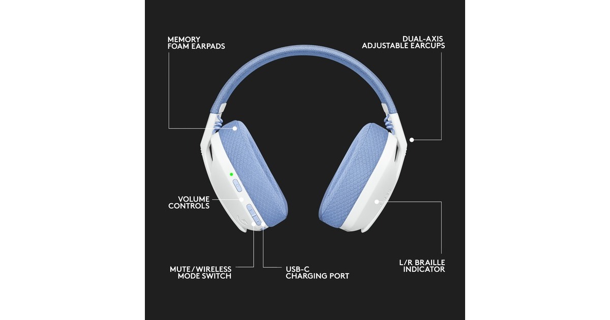 LogitechG435 LIGHTSPEED Wireless  over-ear gaming headset  (Wit, Bluetooth, Pc, PlayStation 4, PlayStation 5)