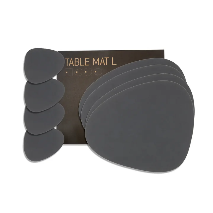 Lind DNA - Geschenkset Curve L, Nupo anthrazit (4 Tischsets   4 Glasuntersetzer)