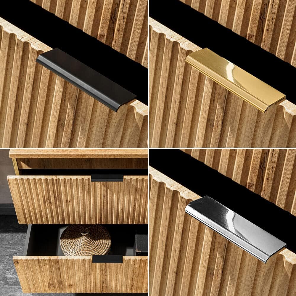 Lomadox Badezimmermöbel Badmöbel Komplett Set, Wotaneiche Rillenoptik, 120cm Waschtisch mit Unterschrank, Keramik Waschbecken, LED-Spiegel, 2 Hochschränke, B/H/T 170/200/46 cm