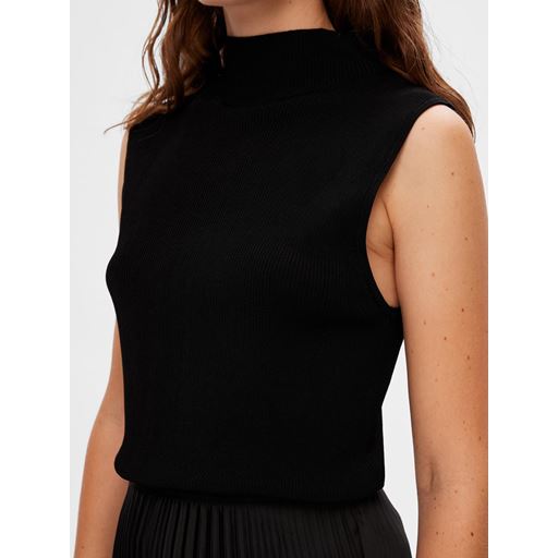 Selected Femme Caro Knit Top, Black, S