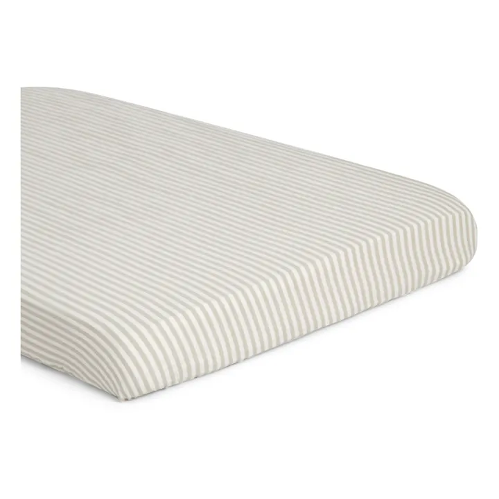garbo&friends Drap-housse Stripe Anjou en coton bio | Gris clair