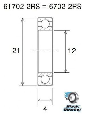 Roulement Black Bearing 6702-2RS 15 x 21 x 4 mm