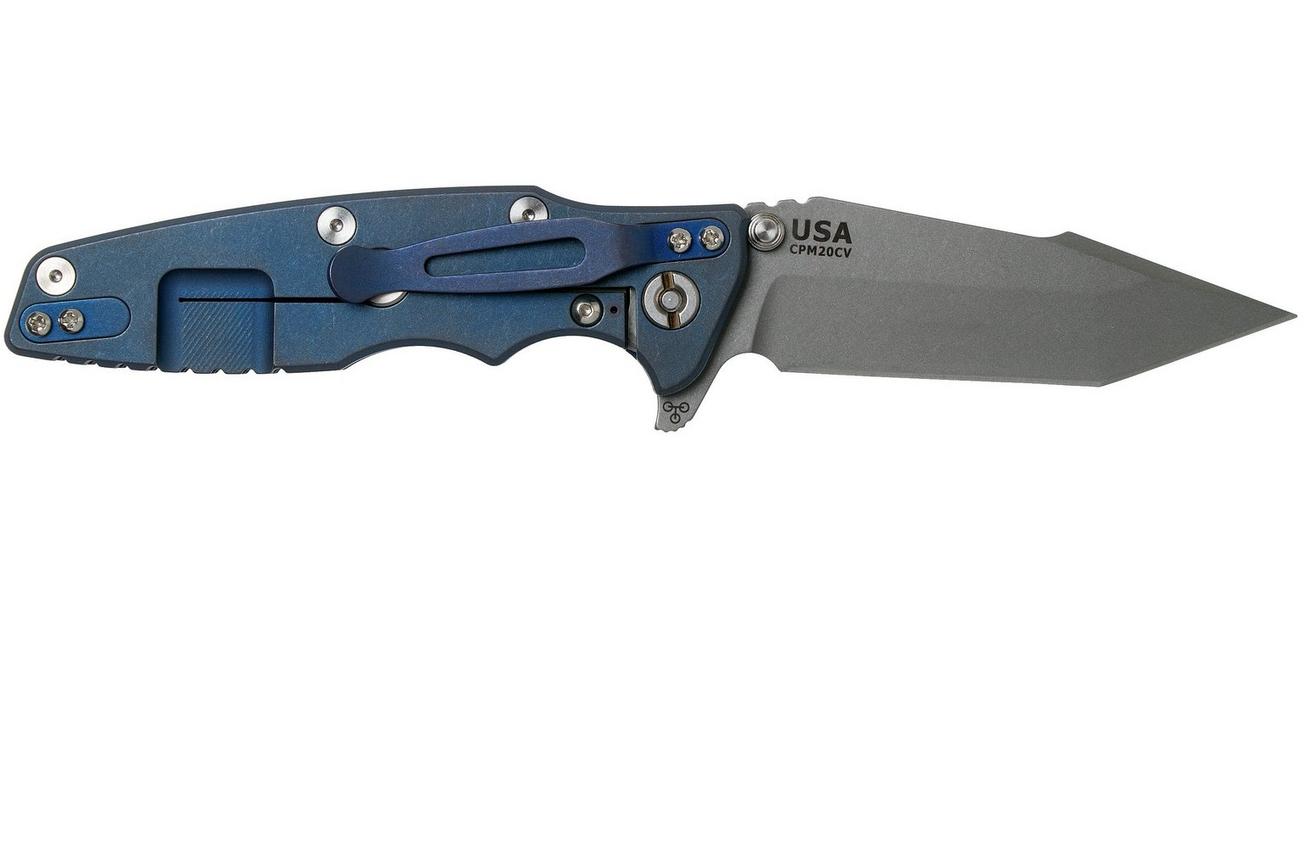 Rick Hinderer Eklipse 3.5” Harpoon Tanto, CPM 20CV, Battle Blue, Black G10 zakmes