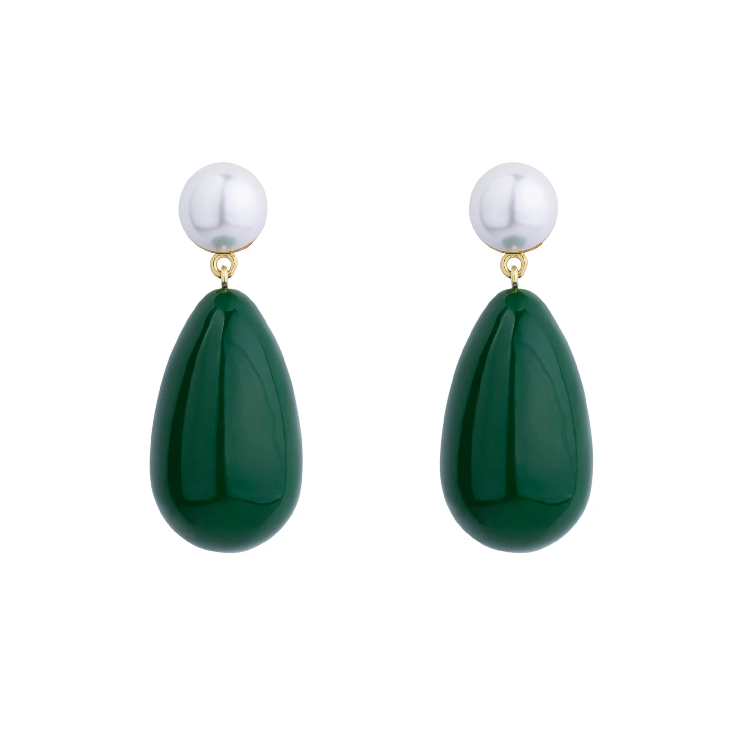 Eshvi  Drop øreringe - Dark green/Pearl