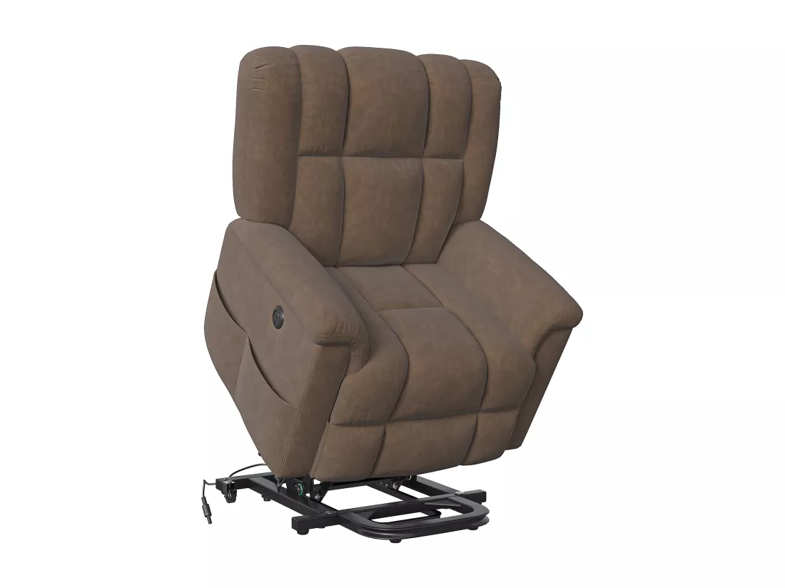 Fauteuil de massage électrique, massage lombaire 8 points + chauffage 2 points, port USB + TYPE C, velours, marron