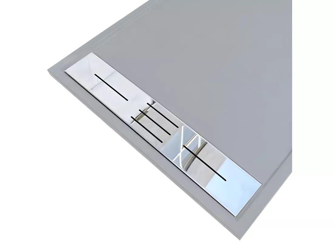 Receveur de douche 80 x 120 cm extra plat LUCIA en SoliCast® surface ardoisée gris