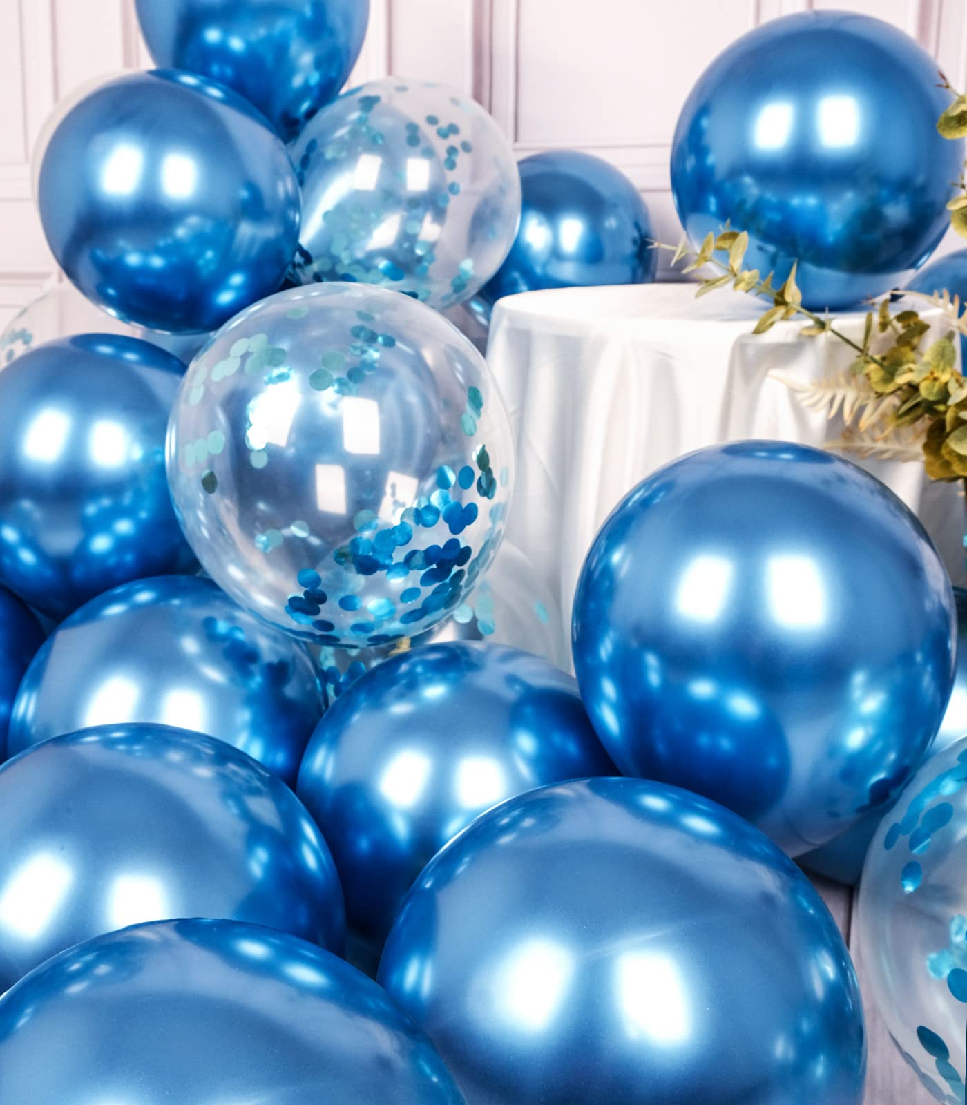 (10er Set) Ø30cm Party Deko Ballons Latex Luftballons mit Konfetti - Blau