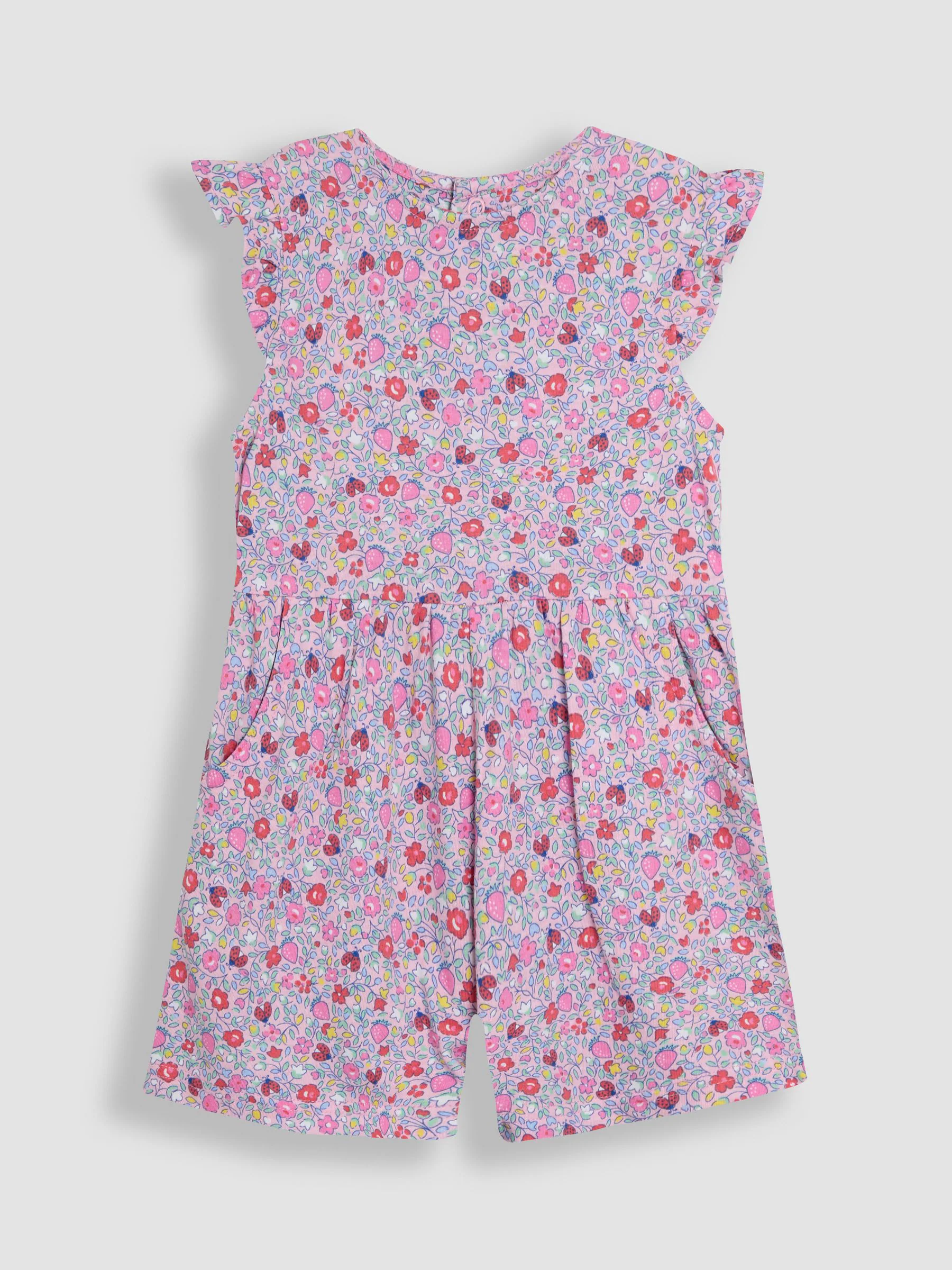 JoJo Maman Bébé Ruffle Shoulder 100% Cotton Playsuit
