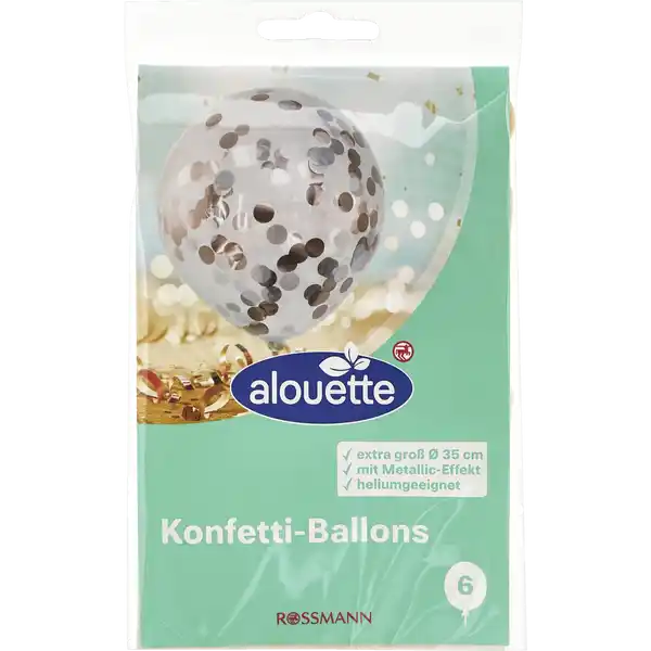 Luftballons mit Konfetti, farblich sortiert