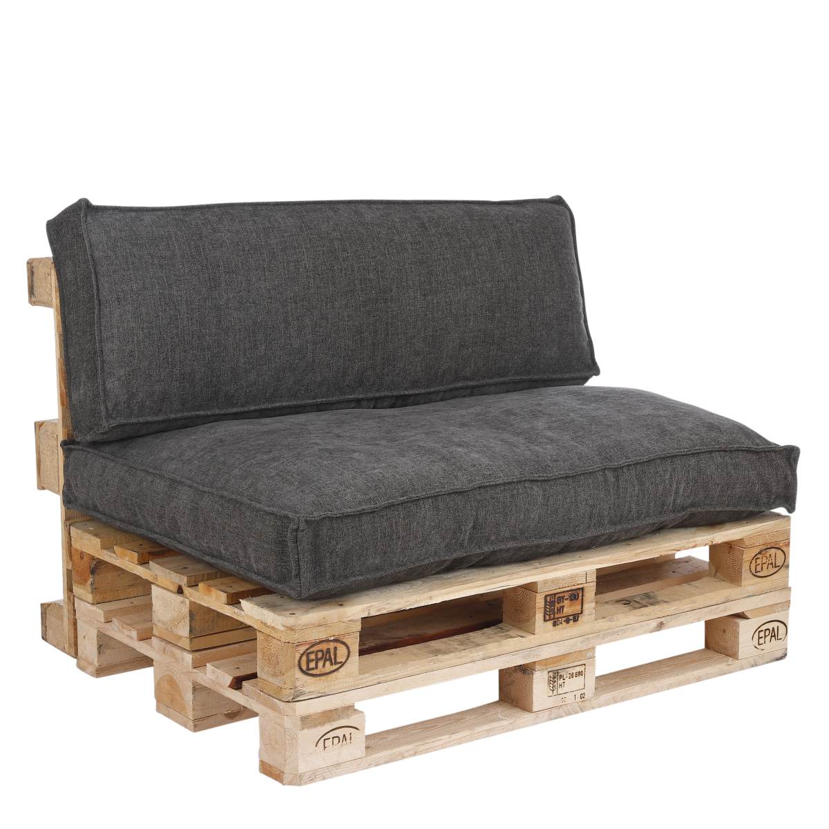 In the mood coussin de palette ibiza - 120x80x12 cm - pe - noir - set de 2