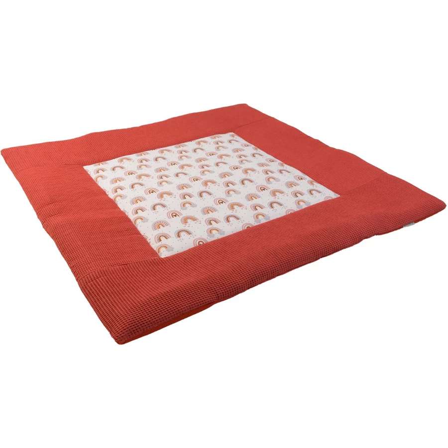Ullenboom Krabbeldecke Waffelpique Motiv Rost Regenbogen140x140 cm