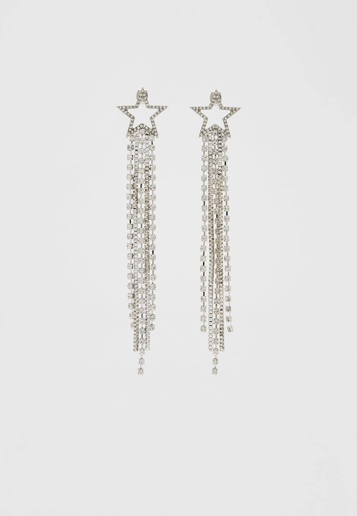brincos em cascata com estrelas de strass