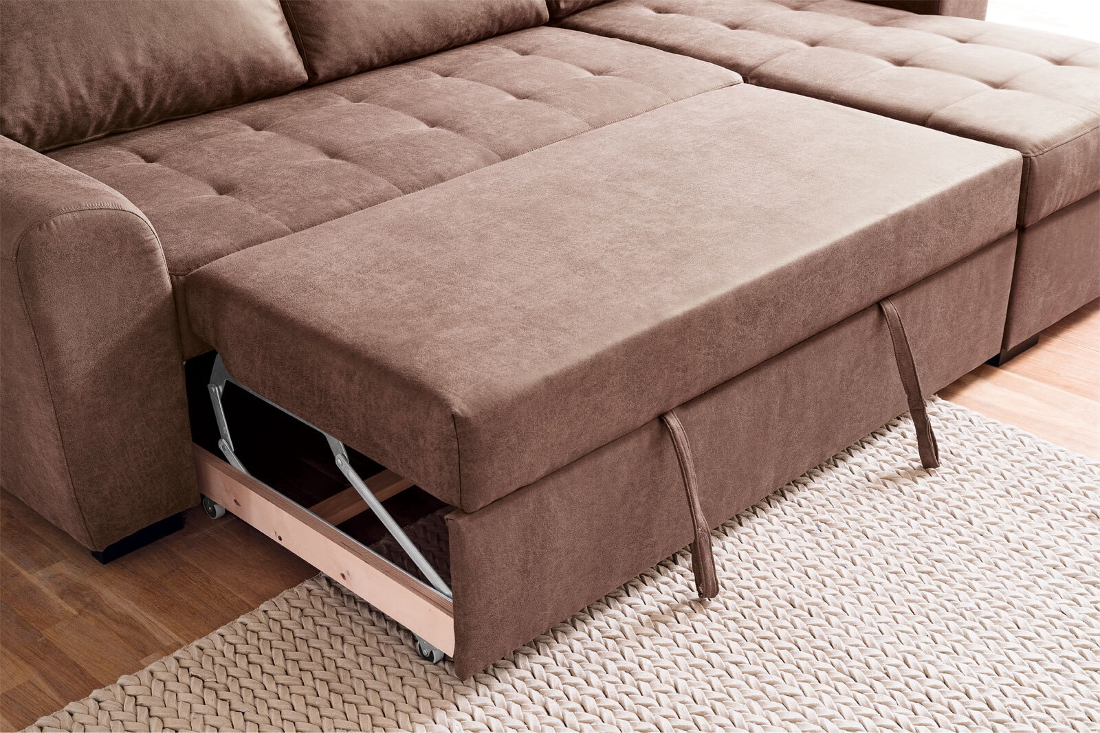 Ecksofa Holly Stoffbezug Dunkelbraun ca. 243 x 155 cm