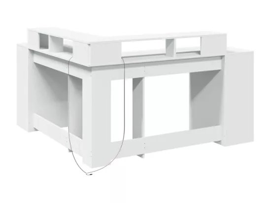 Bureau avec lumières LED blanc 152x152x91 cm bois d'ingénierie