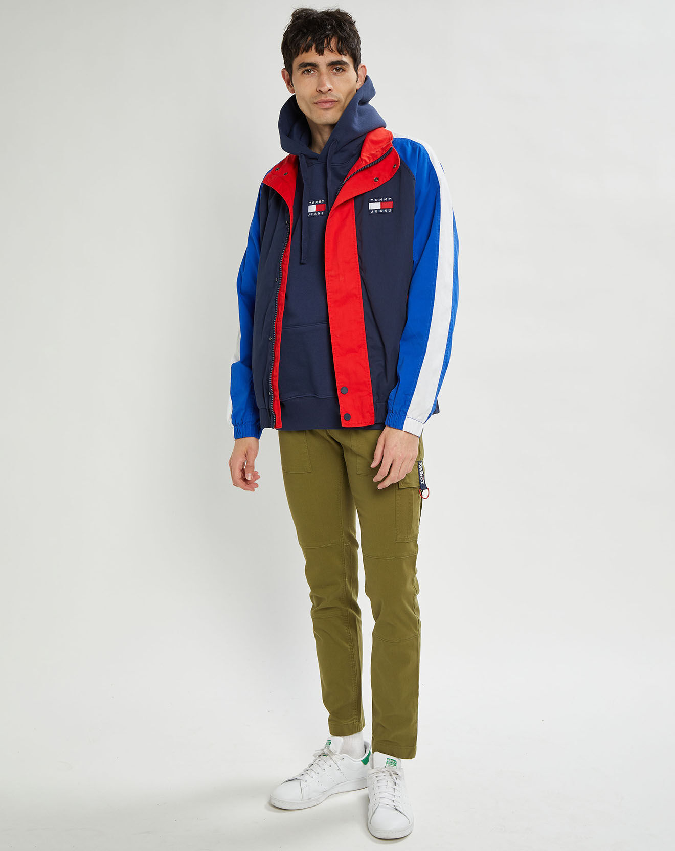Tommy Jeans Blouson colorblock badge bleu/rouge