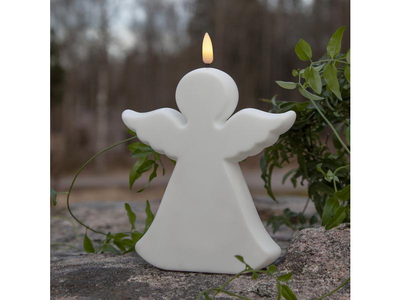 Star Trading LED Grabkerze Flamme Angel, Weiss Künstliche Kerze mit beweglicher Flamme