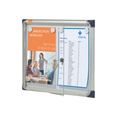 Nobo - Vitrine intérieure 2 A4 (385 x 505 mm) - cadre aluminium fond métal