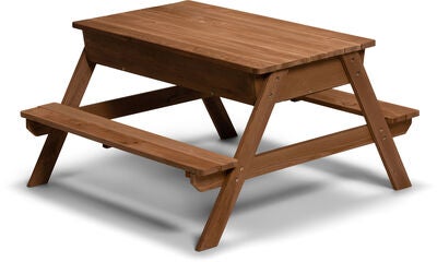 Woodlii Piknikbord med Sandkasse + Lokk, Brun