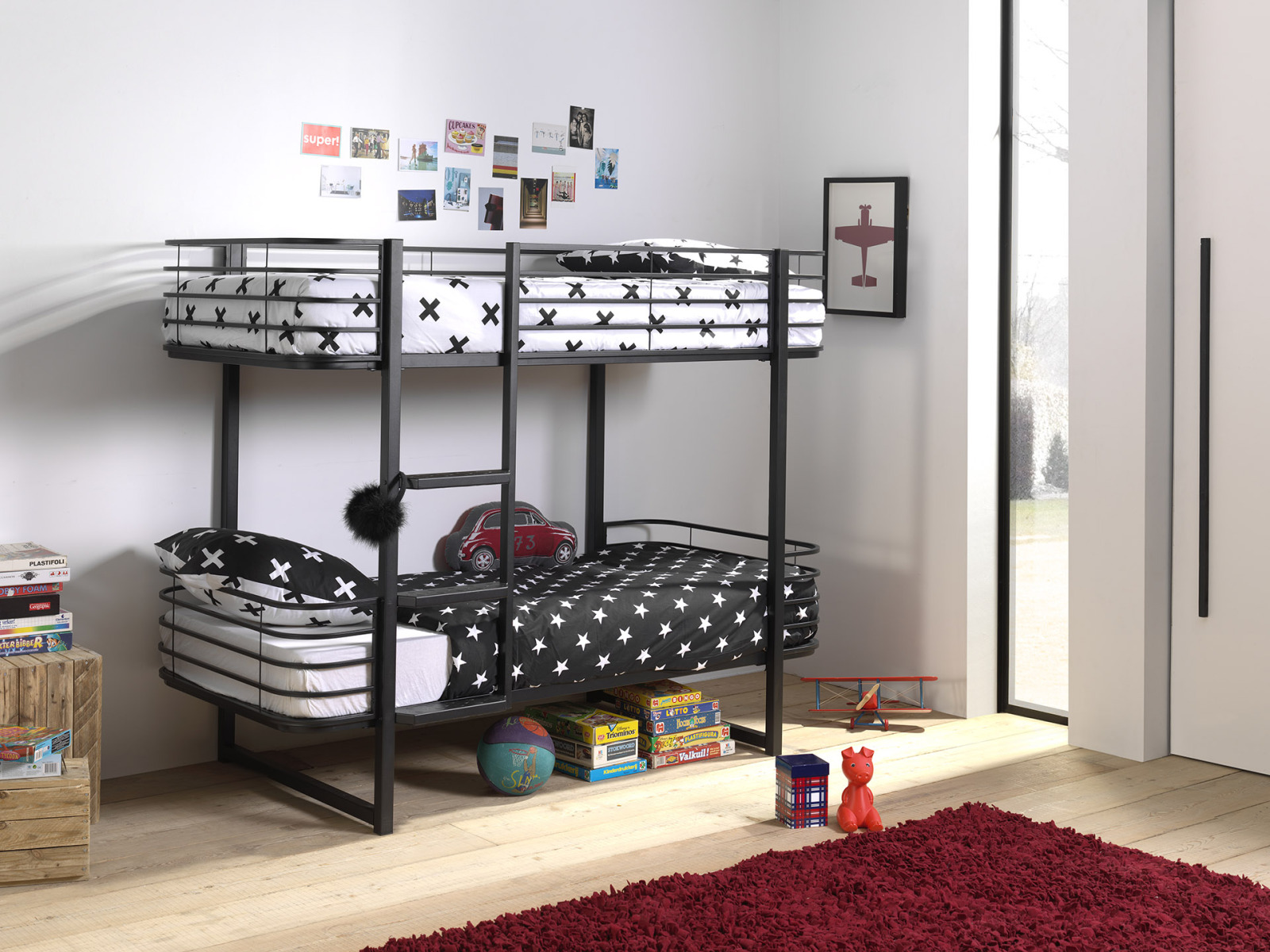 Etagenbett OSCAR - schwarz - Metall - 2x 90x200 cm