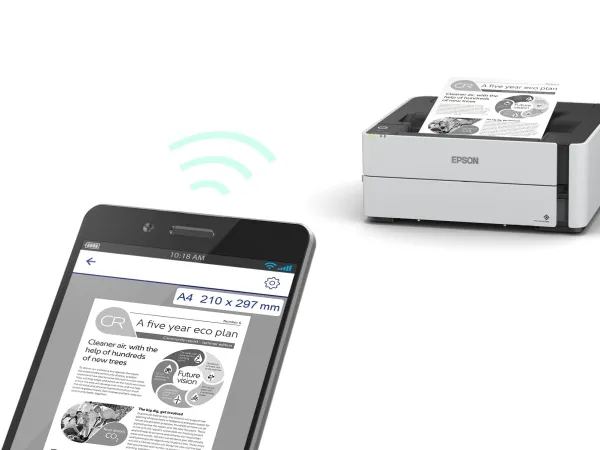 Epson EcoTank M1180 - Printer - S/H - Duplex - blækprinter - kan genopfyldes - A4/Legal - 1200 x 2400 dpi - op til 20 spm - kapacitet: 250 ark - USB 2.0, LAN, Wi-Fi