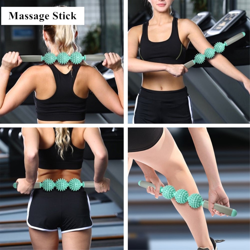 (53cm) Multifunktionale Faszienrolle Massage Stab Roller für Nacken Schulter Rücken Bein - Schwarz