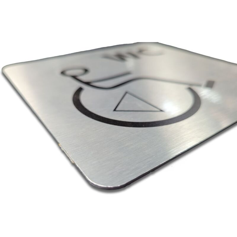 Pictogramme en aluminium brossé WC /PMR transfert gauche