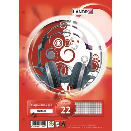 Landré Ringbucheinlage A4 50Bl kariert 70g ECF