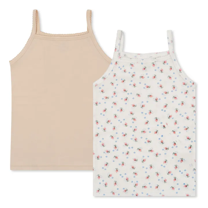 Konges Sløjd Lot 2 Débardeurs Coton Bio Cerises | Beige