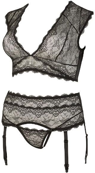 Curves Bralette BH en Jarretelstring - Zwart
