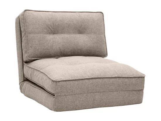 Chauffeuse 1 place convertible en tissu taupe SALLY
