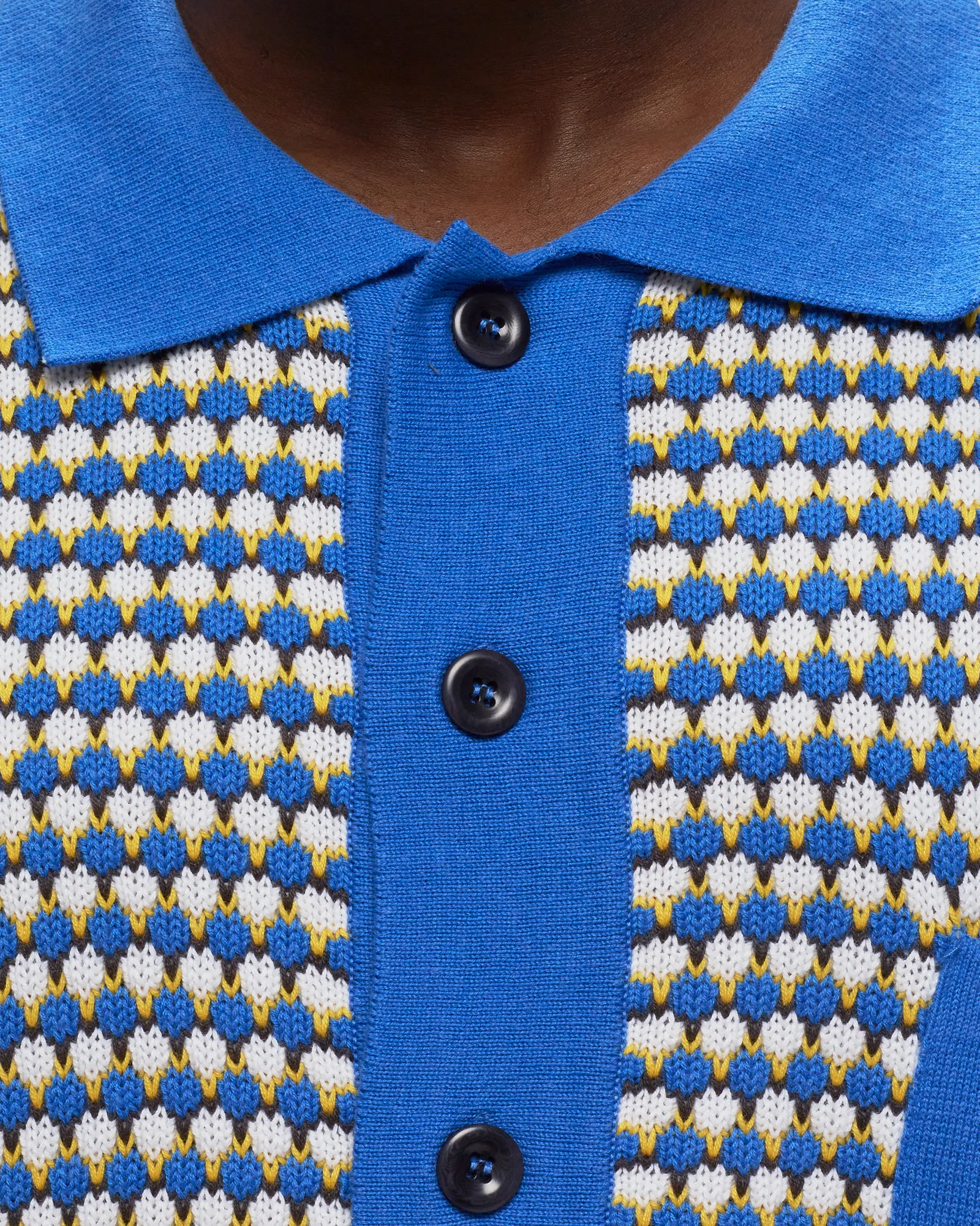 Awake KNIT CROCHET SHORT SLEEVE BUTTON DOWN