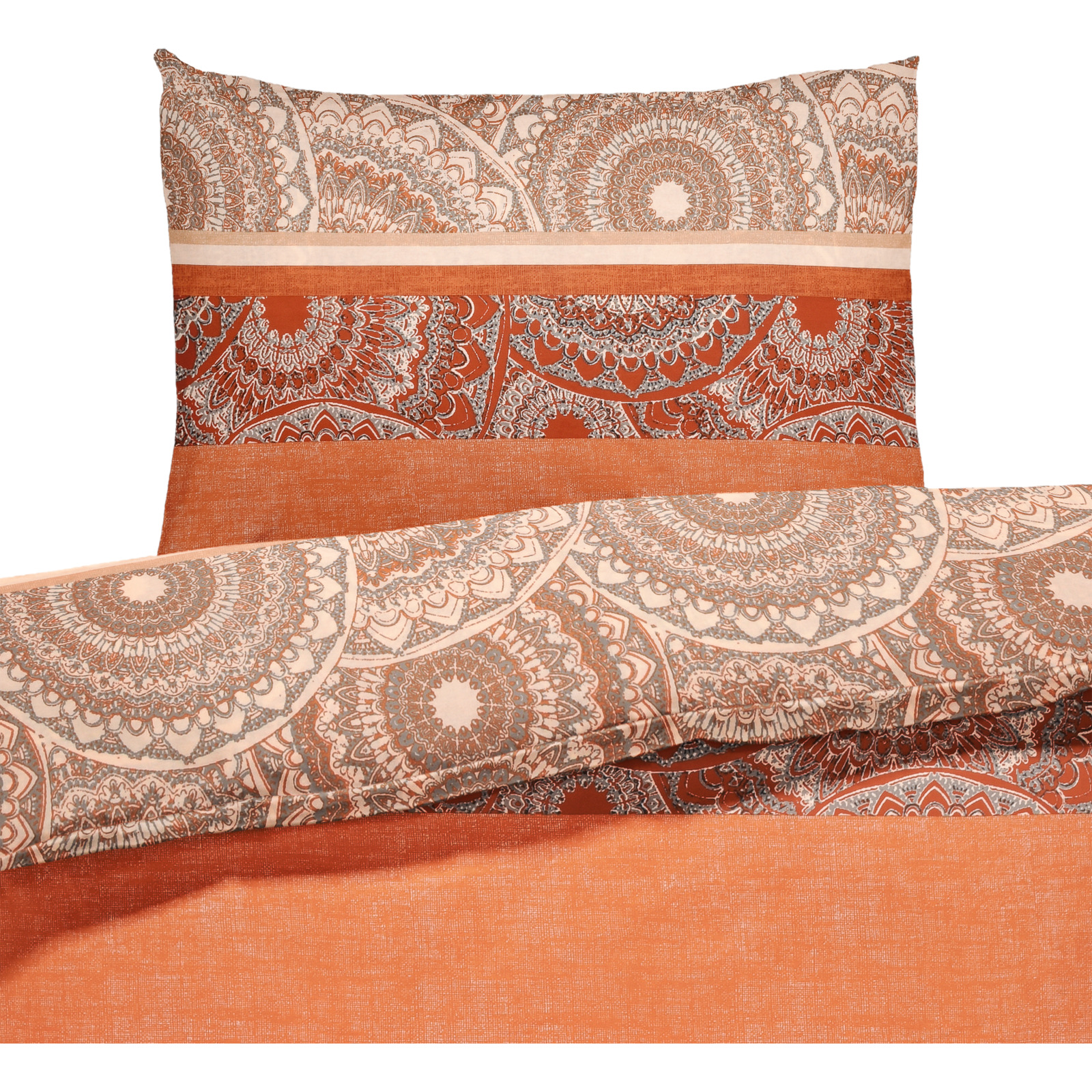 Bettwäsche Renforcé Boho orange 160x210 65x100 Bettanzug Nord
