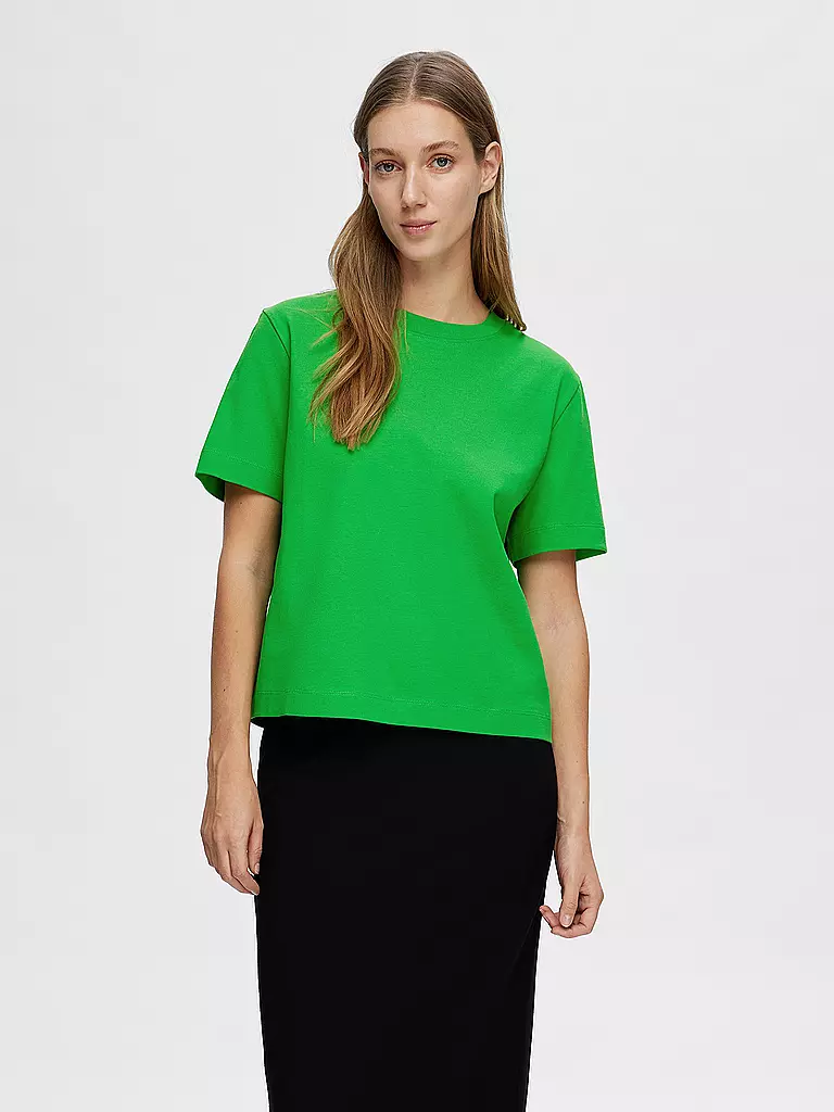 SELECTED FEMME T-Shirt Boxy Fit SLFESSENTIAL grün