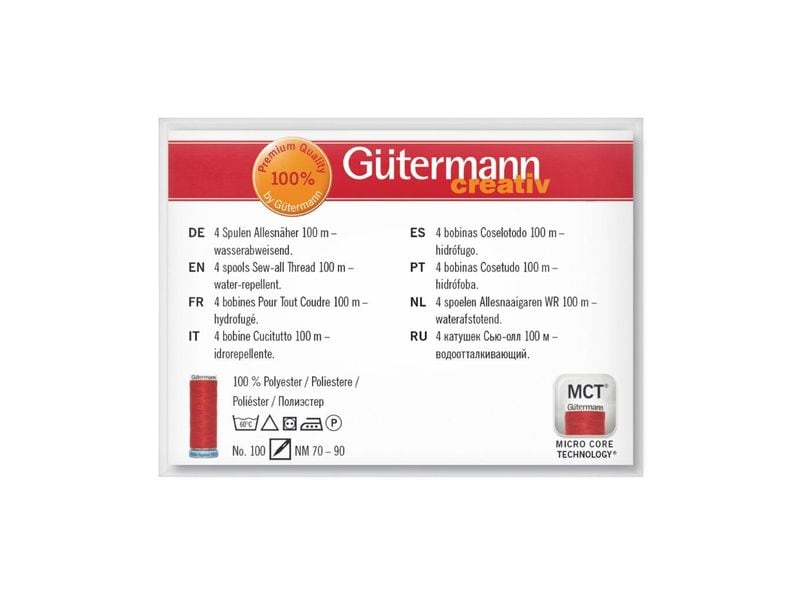 Gütermann Nähgarn-Set Water Repellent 4 Stück, Beige/Braun/ Wasserabweisender Universalnähfaden im Set