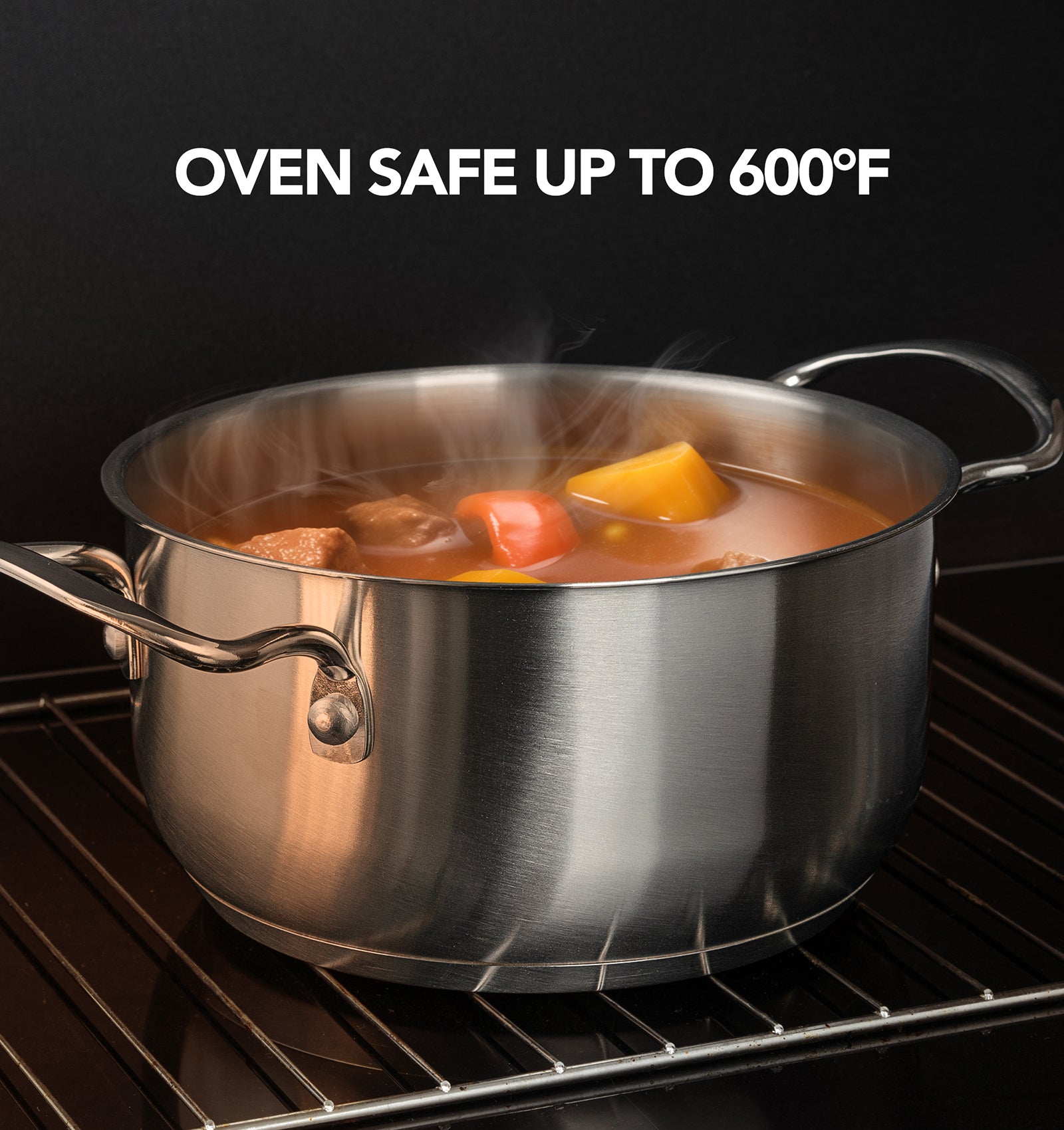 Michelangelo Stainless Steel pots and pans set, 6 Piece Kitchen Pots Set