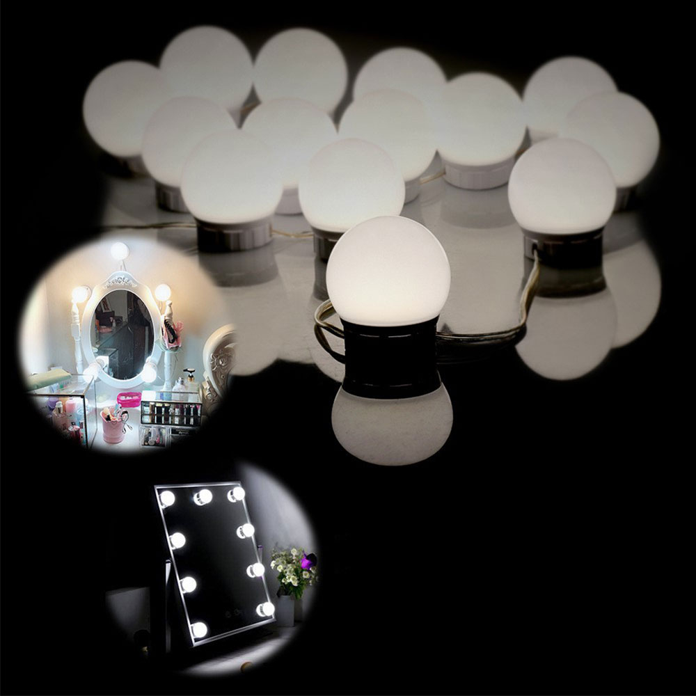 (6er Set) Hollywood Schminkleuchten LED Lichter Nachrüst Kit für Make Up Spiegel - Weiss