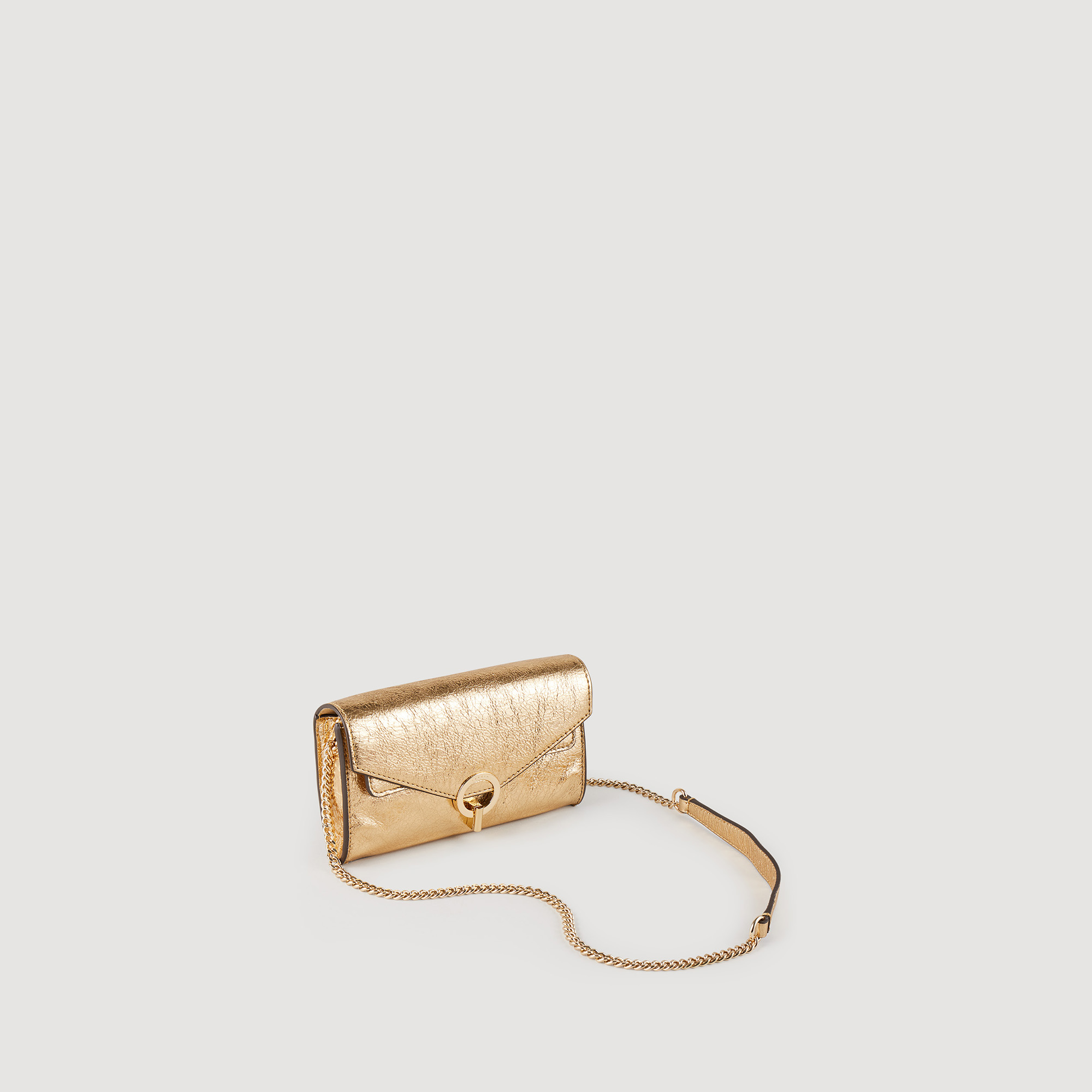 Sac pochette en cuir dore