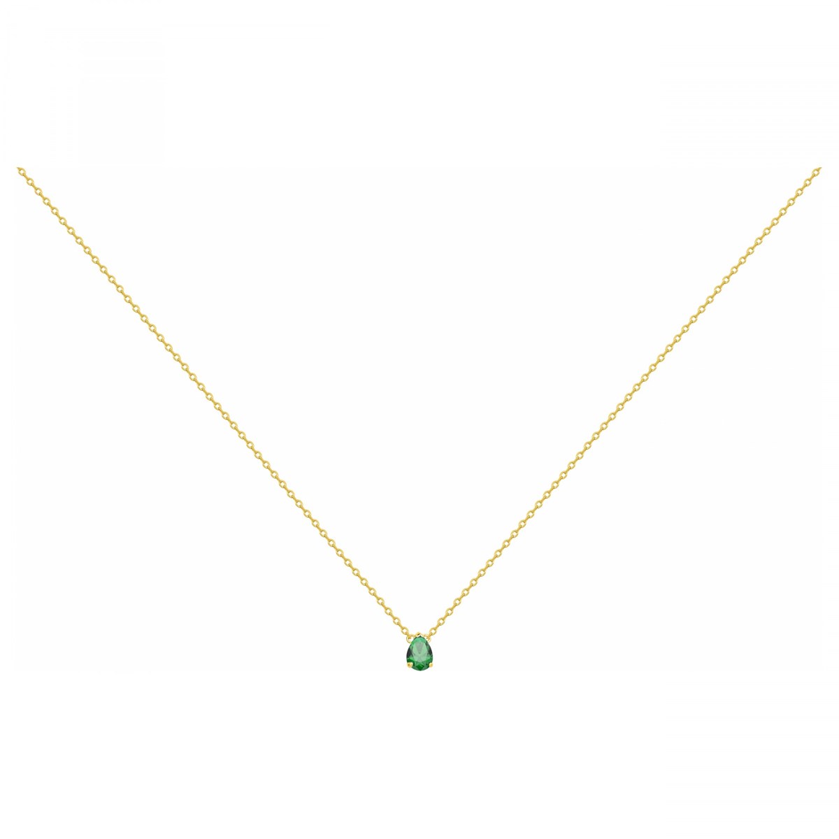 Collier en Plaqué Or avec oxyde de zirconium vert emeraude