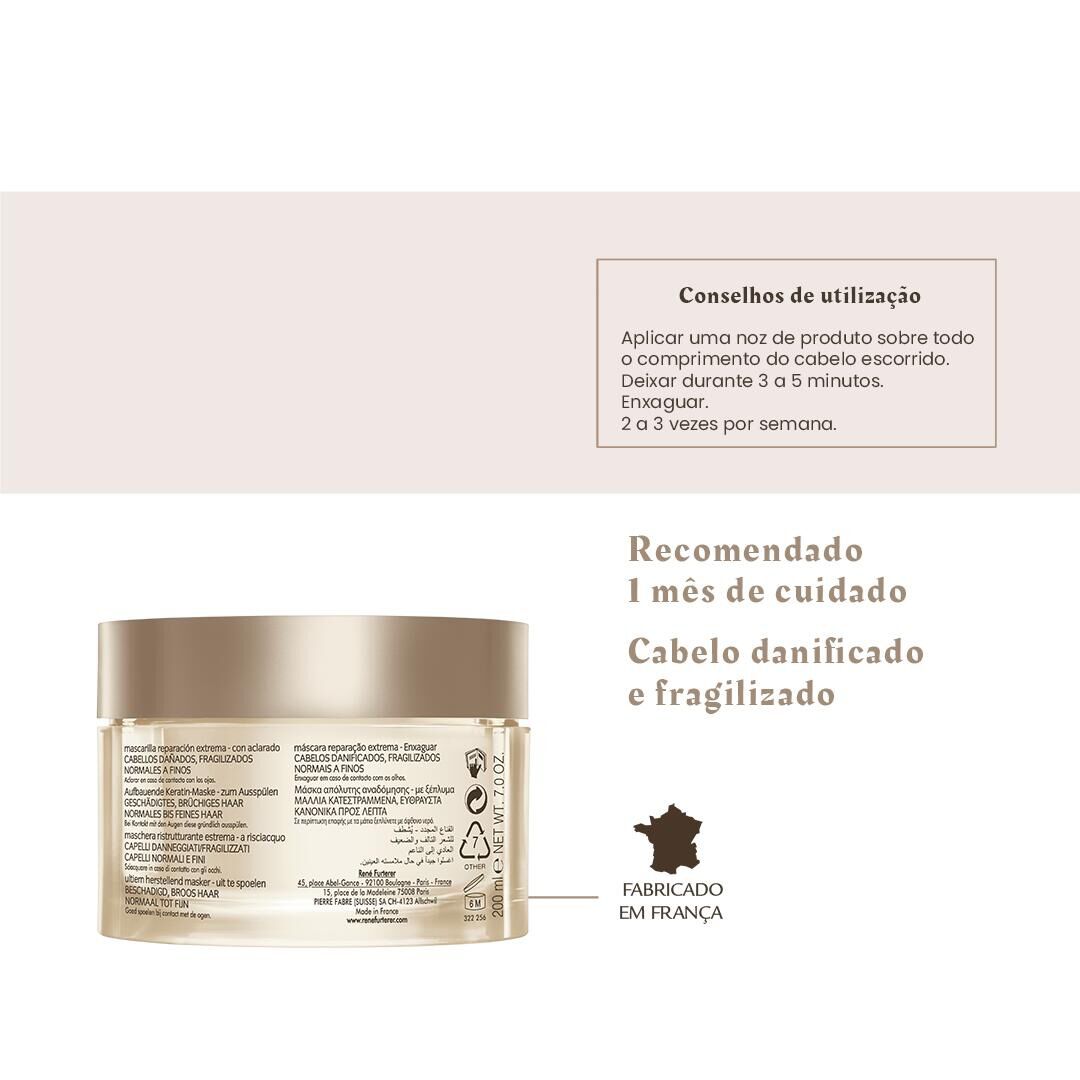 RENE FURTERER  Absolue Kératine Máscara Reparação Extrema - Cabelos Normais a Finos - 200ml