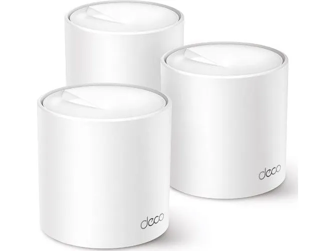 TP-Link Deco X50 (3-pack), Hvid, Intern, CE: <20 dBm (2.4 GHz) <23 dBm (5 GHz) FCC: <30 dBm (2.4 GHz) <30 dBm (5 GHz), Dual-band (2,4 GHz / 5 GHz), Wi-Fi 6 (802.11ax), 802.11a, 802.11b, 802.11g, Wi-Fi 4 (802.11n), Wi-Fi 5 (802.11ac), Wi-Fi 6 (802.11a