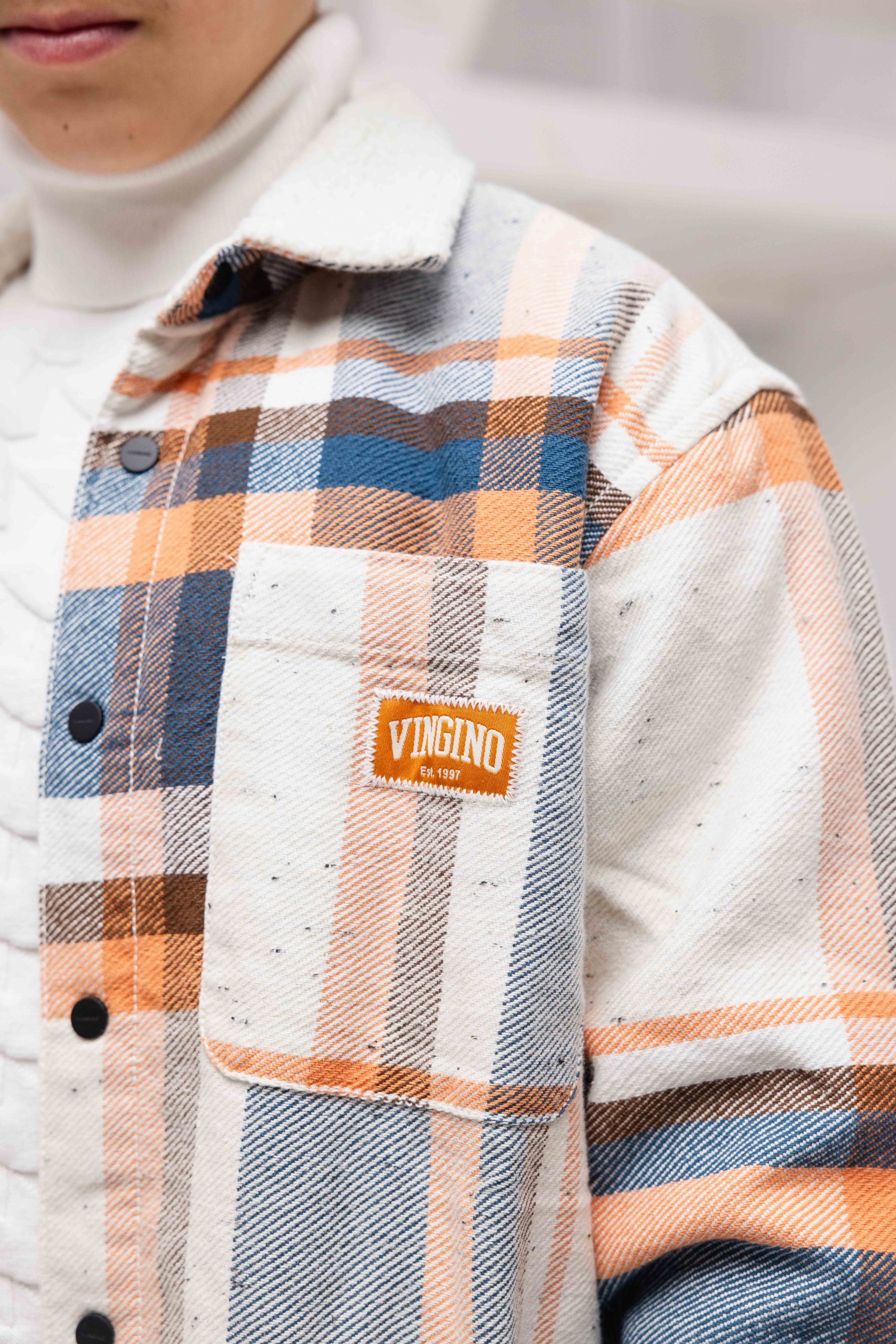 Vingino Lee Overshirt Kids Beige/Blauw