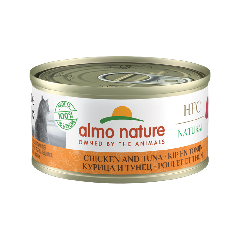 Almo Nature HFC 70 Natural Kattenvoer - Blik - Kip en Tonijn
