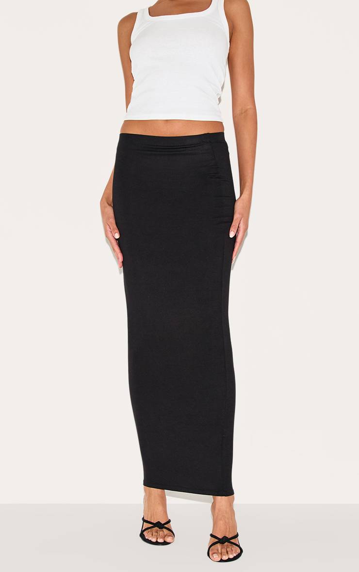 Noir Jupe Longue Taille Basse En Jersey